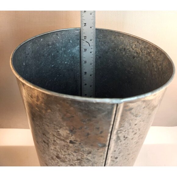 Galvanized Metal Vase Rustic Farmhouse Style Tall Flower Container - 14 x 8 Inch - Picture 7 of 10